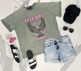 SAGE WASHED OVERSIZED FREE BIRD TEE