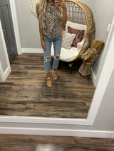 BUTTER SOFT LEOPARD TWIST FRONT BLOUSE
