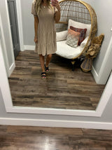 STONE EYELET TIERED DRESS