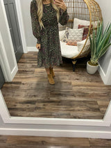 TEAL DITSY FLORAL DRESS
