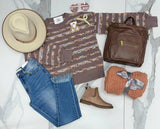 Mauve multi color sweater top