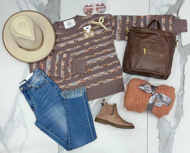 Mauve multi color sweater top