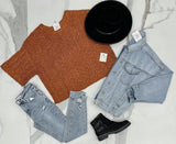 BRICK MID SLEEVE SWEATER TOP