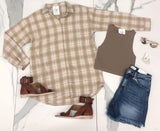 TAUPE PLAID SHACKET