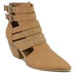 CAMEL STUDDED STRAP BOOTIES