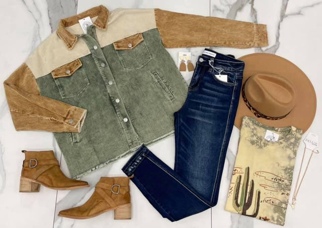 SAGE CAMEL CREAM CORDED JACKET