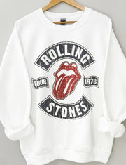 WHITE ROLLING STONES CREW SWEATER