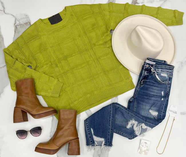 MOXIE TEXTURED PANEL SWEATER TOP