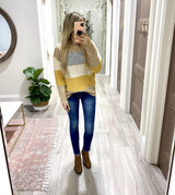 MUSTARD/GREY/TAUPE SWEATER