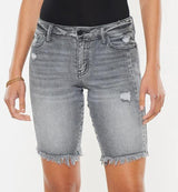 DESI MID RISE GREY BERMUDA SHORTS