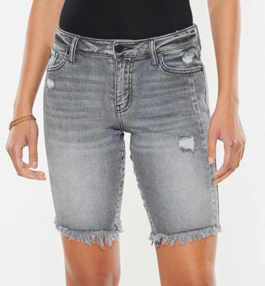 DESI MID RISE GREY BERMUDA SHORTS