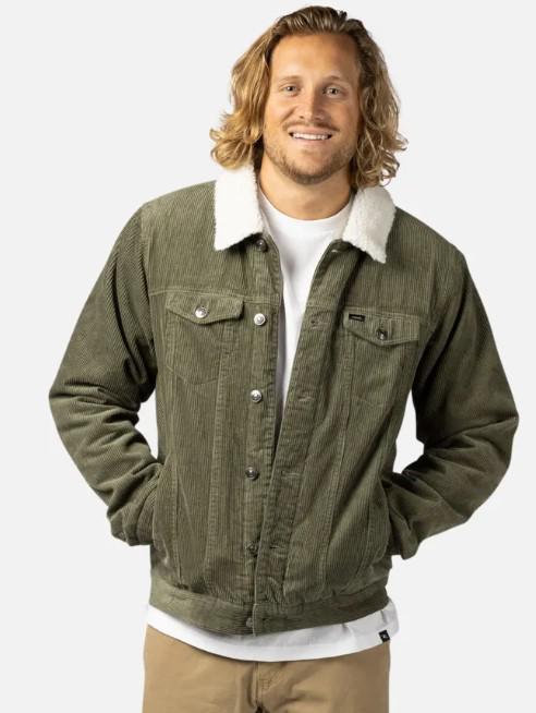 MENS RIP CURL DUSTY OLIVE STATE CORD JACKET