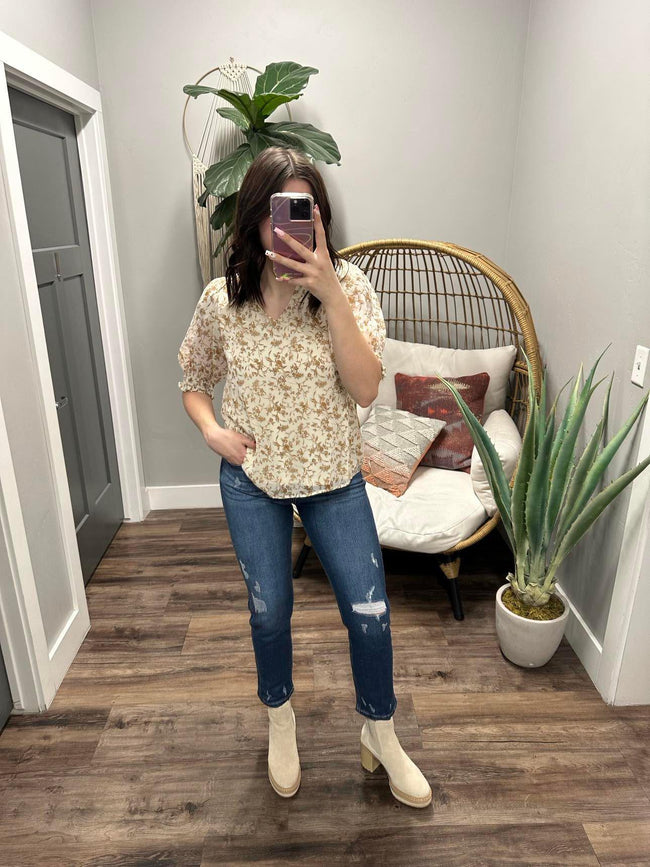 PROMISE ME FLORAL IVORY BLOUSE