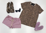 BUTTER SOFT TAUPE LEOPARD SHORT SLEEVE TOP