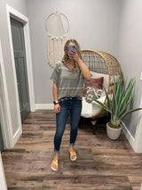SAGE STRIPE KNIT SWEATER TOP