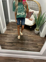 TRINA DARK WASH HIGH RISE DENIM SHORTS