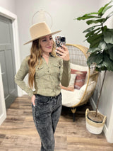 FALLON PLAID CORDED BUTTON UP TOP
