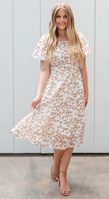 HOLLAND IVORY FLORAL SMOCKED DRESS
