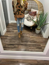 RUST LEOPARD DISTRESSED SWEATER TOP