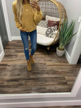MUSTARD TEXTURE SWEATER TOP