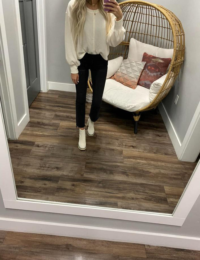 KYRA CREAM RIBBED SWEATER TOP