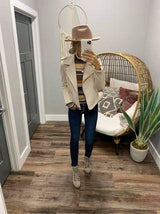 CREAM SUEDE BIKER JACKET