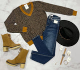 LEOPARD V NECK SWEATER TOP