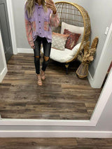 LAVENDER PLAID SLEEVE OVERSIZED SHACKET