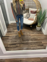 HEATHER GREY CORAL SEAM SWEATER TOP