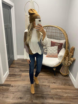 IVORY AND SLATE COLORBLOCK SWEATER TOP