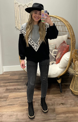 SAGE LEOPARD SWEATER TOP