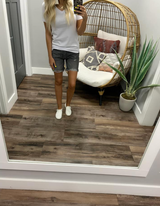 LIGHT WASH GREY DENIM SHORTS