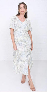 RHODES CREAM ABSTRACT FLORAL DRESS
