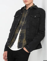 MENS JACK AND JONES WASHED BLACK JJIAKVIN DENIM JACKET