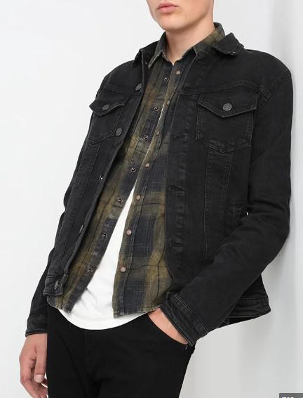 MENS JACK AND JONES WASHED BLACK JJIAKVIN DENIM JACKET