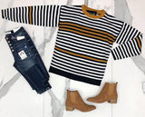 NAVY AND MUSTARD STRIPE SWEATER