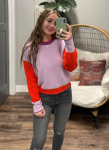 BRYNN COLORBLOCK CONTRAST SWEATER TOP