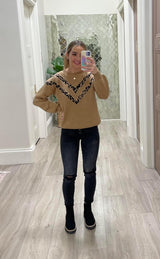 TAUPE LEOPARD SWEATER TOP