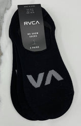 BLACK RVCA 3 PACK NO SHOW SOCKS