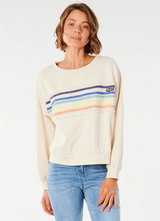 CREAM TIKI STRIPE RIP CURL CREW