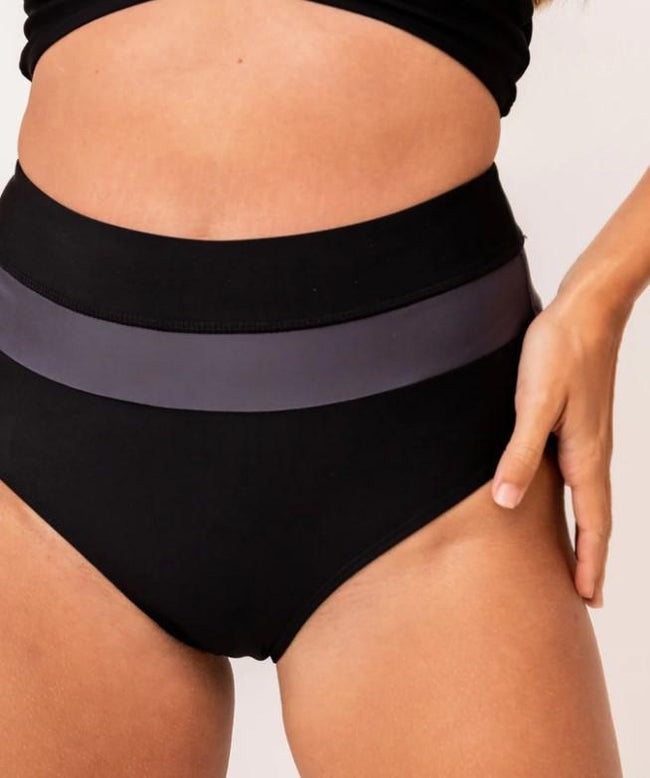 BLACK COLORBLOCK SWIM BOTTOMS