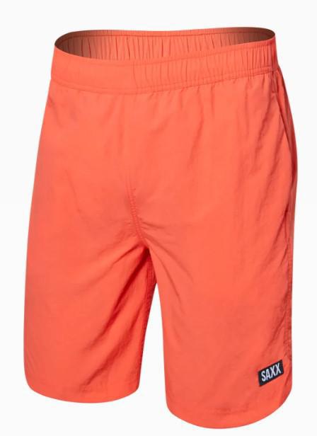MENS SAXX HOT CORAL GO COASTAL 2N1 VOLLEY SHORTS