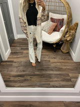 CREAM AND LAVENDER PLAID OVERSIZED SHACKET
