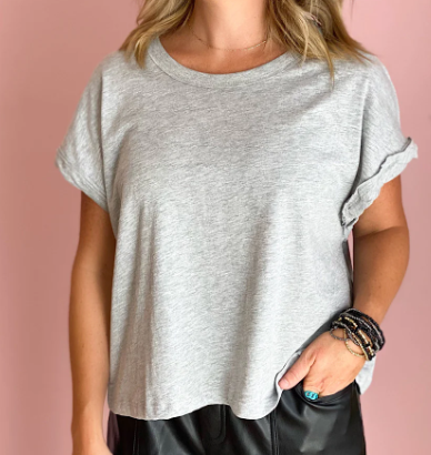 FREE PEOPLE YOU ROCK HEATHER GREY TEE