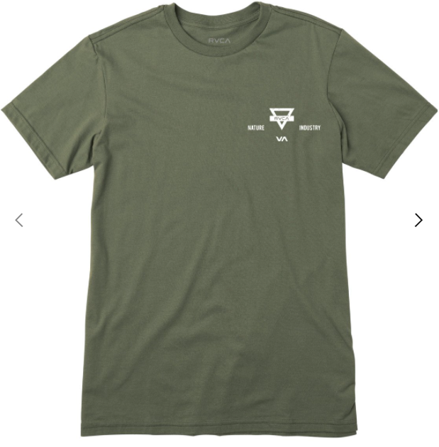 MENS OLIVE RVCA BRANDING TEE