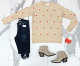 CREAM SWEATER ORANGE POM