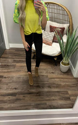 MIRANDA CITRUS LIME EMBROIDERED BLOUSE