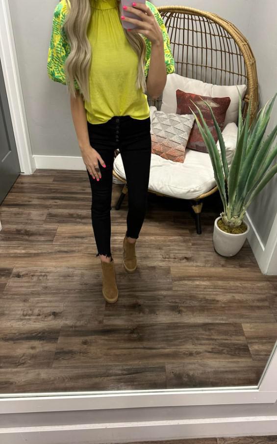 MIRANDA CITRUS LIME EMBROIDERED BLOUSE