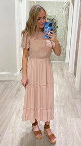 ROSE TUCKED DETAIL MAXI DRESS