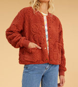 BILLABONG SALTY BLONDE COZY SHORE BOMBER JACKET RUST
